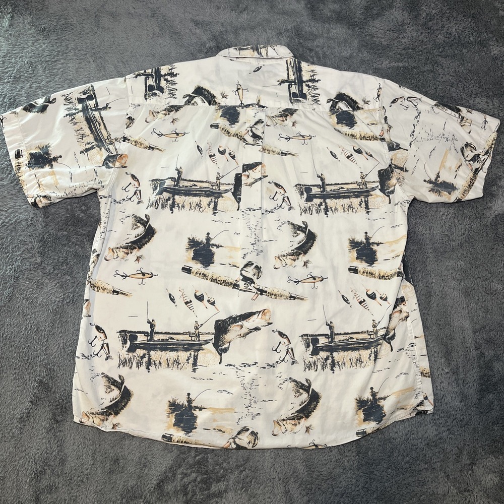 VTG Reel Legends Men's Button Down Short Sleeve Fishing Hawaiian Shirt SZ L - Picture 12 of 15